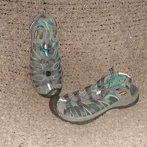 KEEN-Whisper-Sport Sandals-Dark Shadow/Ceramic Aqua-Size 9.5-Excellent
